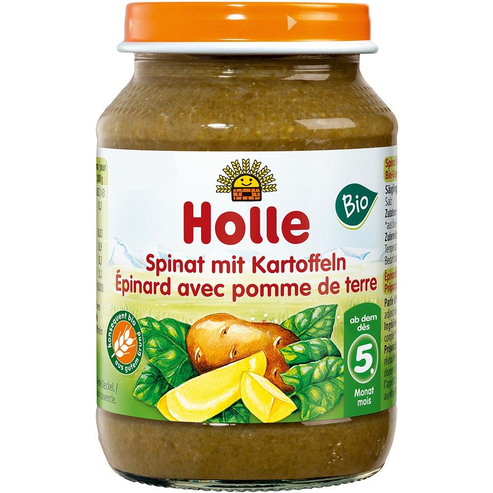 Piure bio din spanac si cartofi pentru copii fara gluten 5 luni