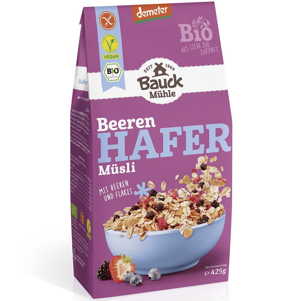 Musli bio cu ovaz cu fructe de padure fara gluten 425g BauckHof