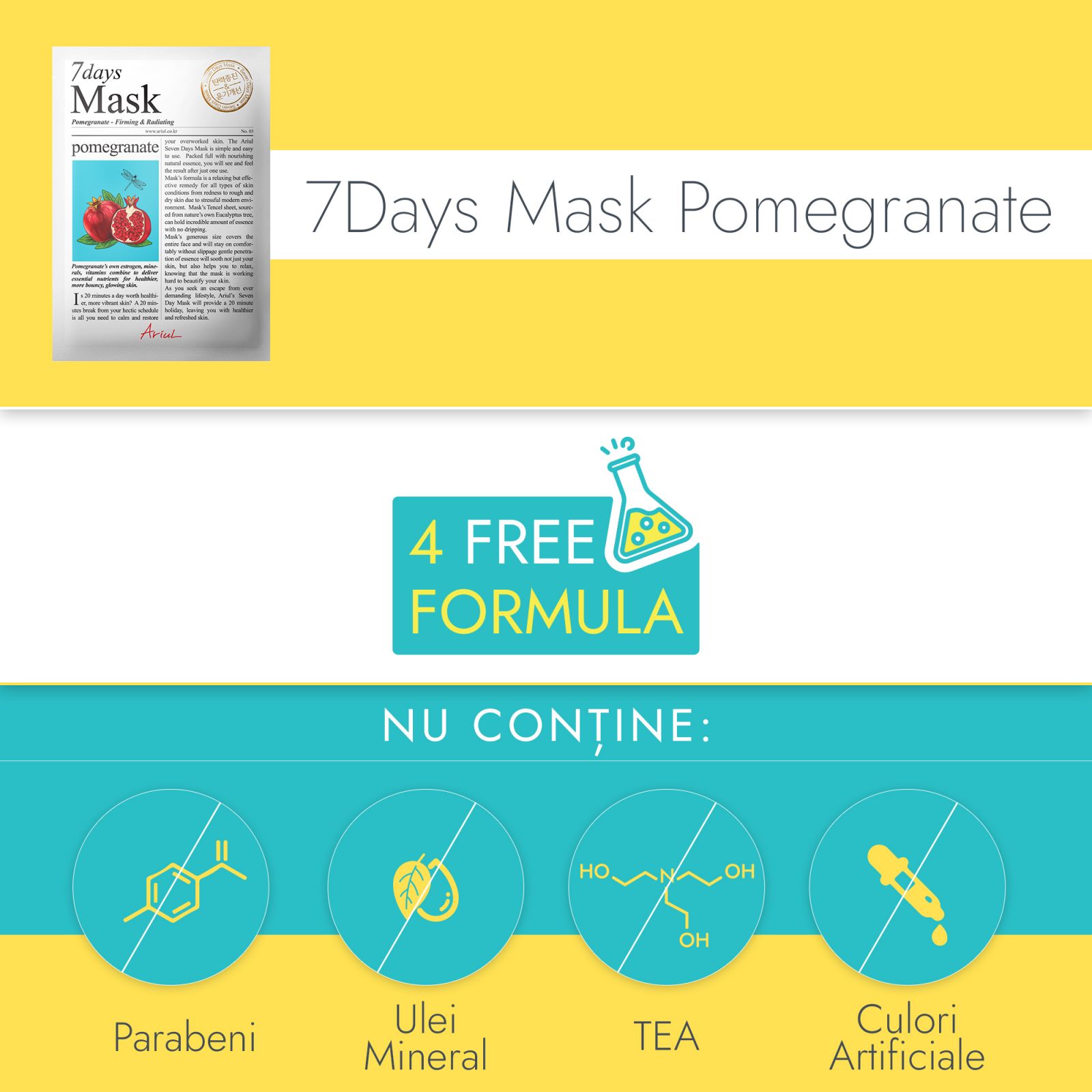 Masca 7days rodie, fermitate si luminozitate, 20g, Ariul