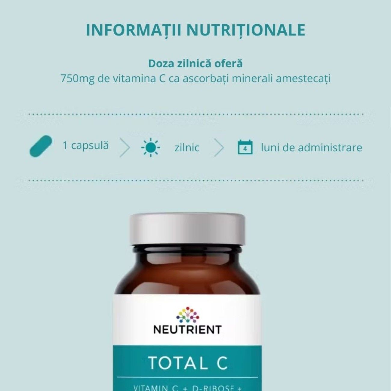 Total C Formulă avansată cu 5 tipuri de vitamina C (120 capsule), Neutrient