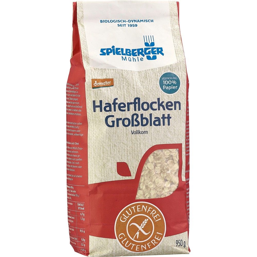 Fulgi mari de ovaz bio integrali fara gluten Demeter 950g Spielberger