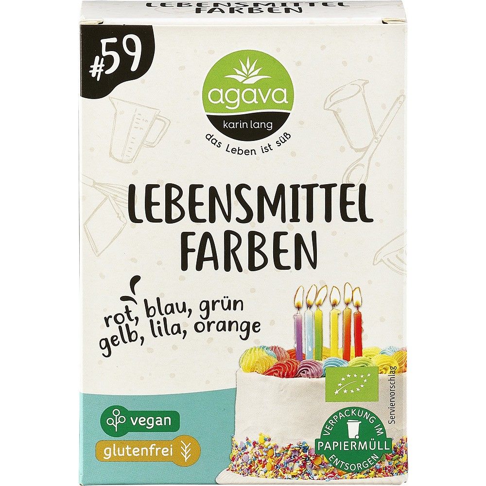 Colorant alimentar bio cu 6 culori fara gluten 48g Agava Karin Lang