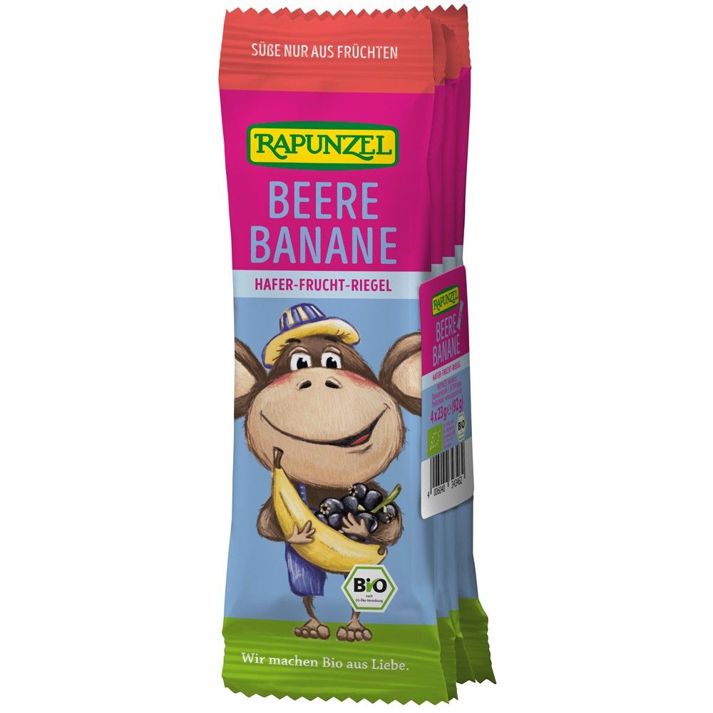 Baton bio cu ovaz fructe de padure si banane pentru copii 3 ani 92g Rapunzel