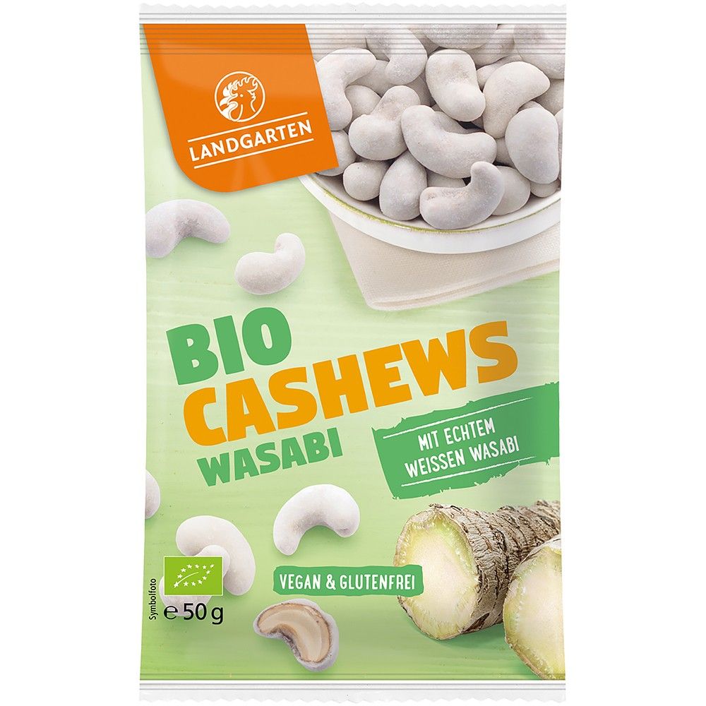 Caju bio cu wasabi vegan si fara gluten 50g Landgarten