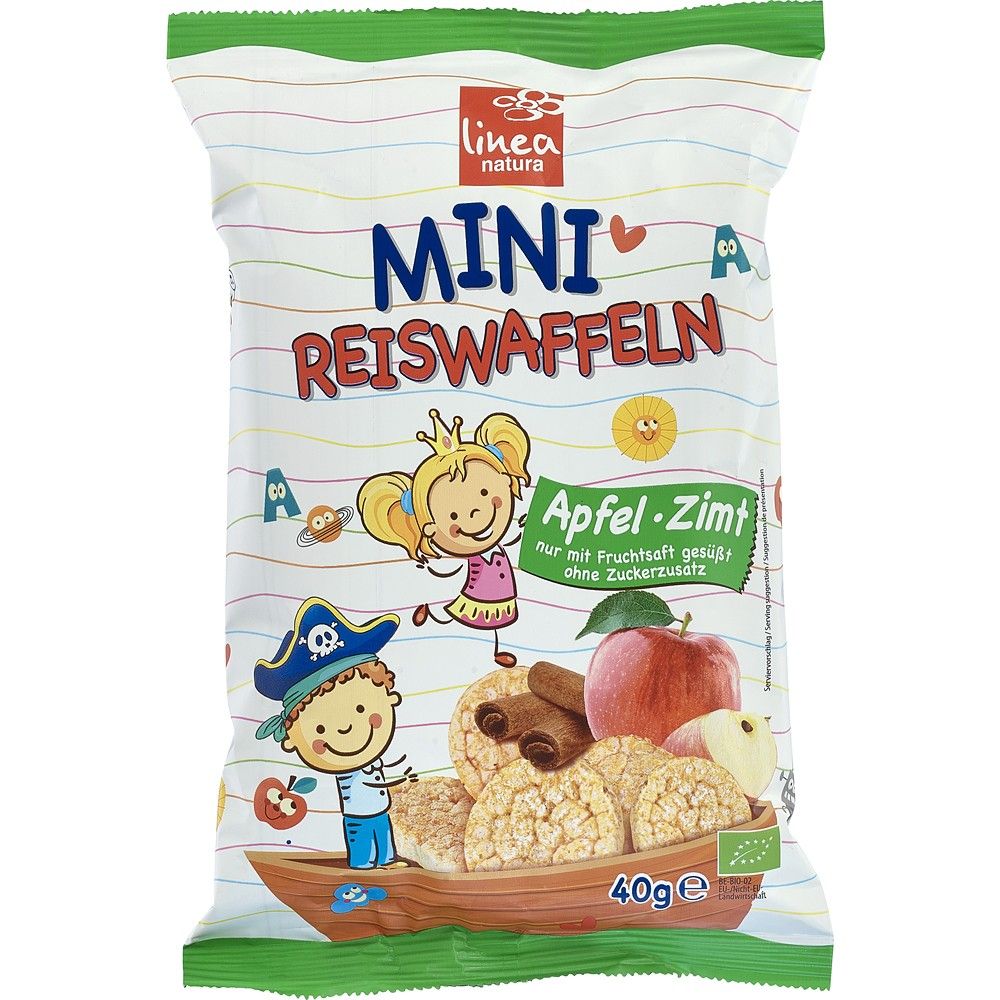 Mini rondele din orez cu mar si scortisora pentru copii fara gluten 40g Linea natura
