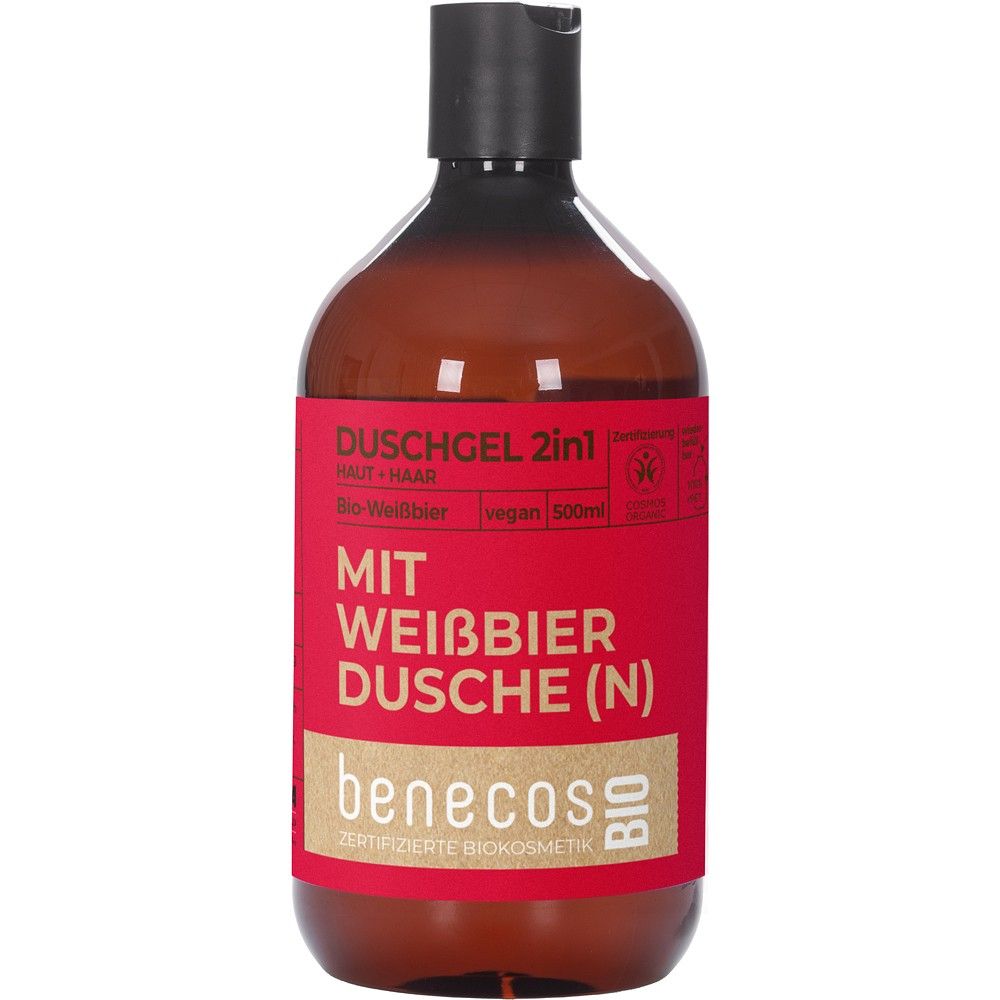 Gel de dus 2 in 1 pentru par si corp cu bere de grau bio 500ml Benecos