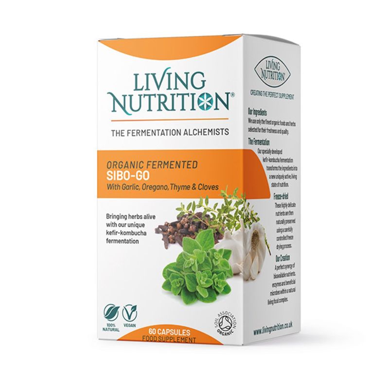 Organic Fermented SIBO GO 700 mg cu oregano, usturoi si cimbru cu efect antimicrobial (60 capsule), Living Nutrition