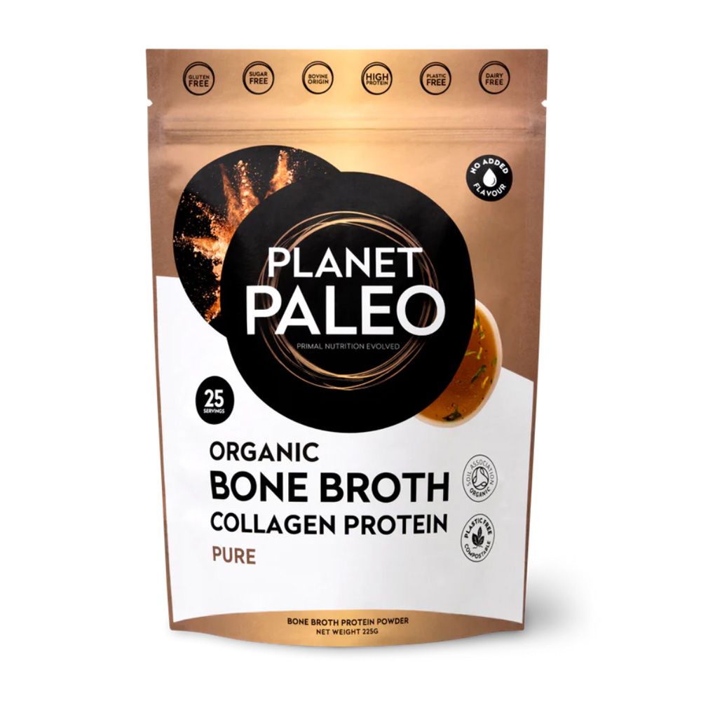 Organic Bone Broth proteina de colagen organic din supa de oase 225 grame (25 portii), Planet Paleo