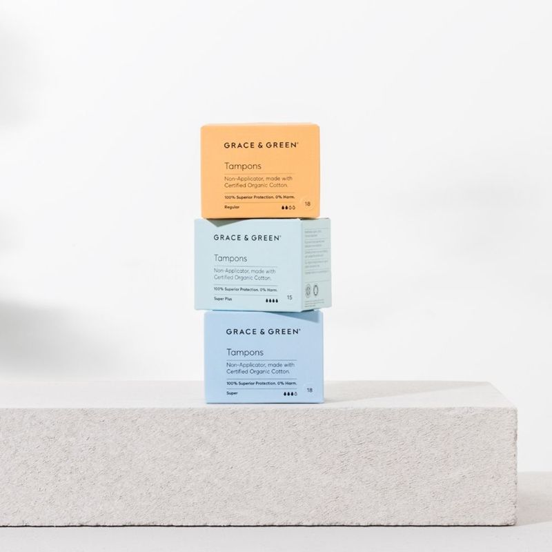 Tampoane din bumbac organic 100% Super Plus (15 buc), Grace and Green
