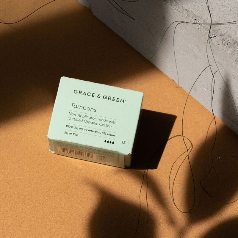 Tampoane din bumbac organic 100% Super Plus (15 buc), Grace and Green