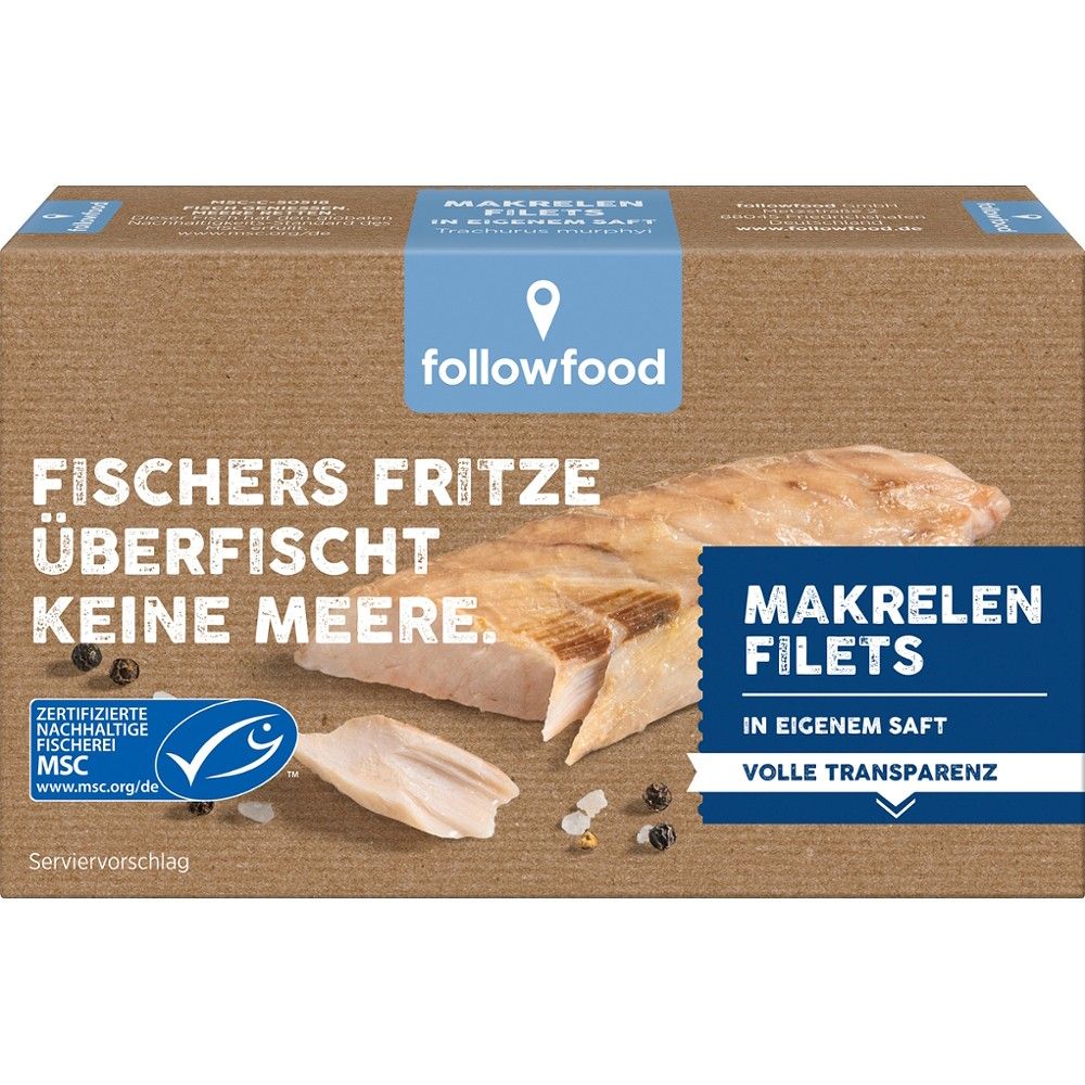 File de macrou in suc propriu, 125g ,Followfish