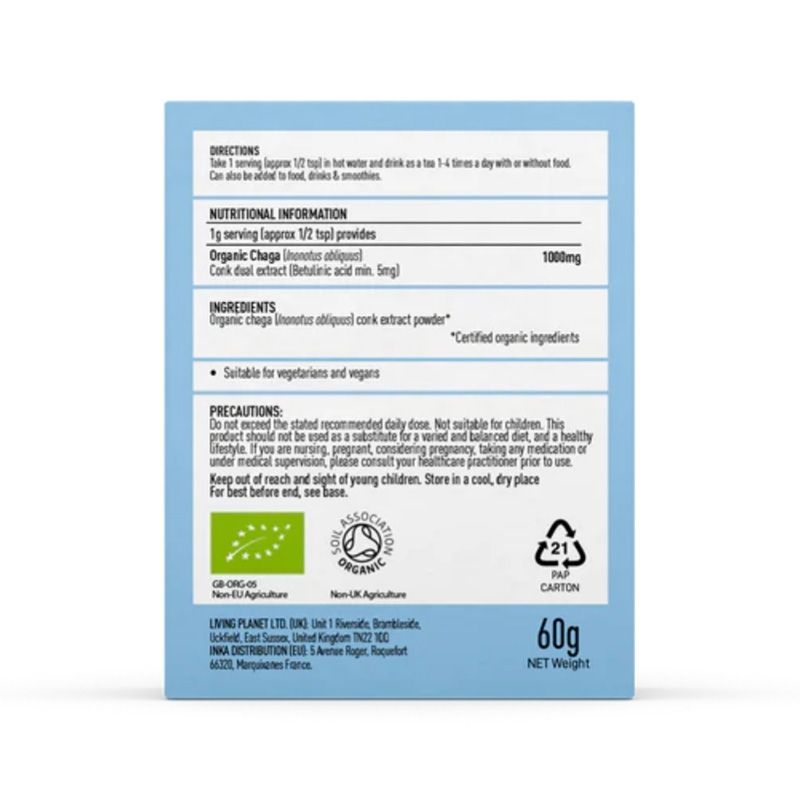 Oranic Chaga 1000 mg Pure Grade Extract Powder (60 grame), MushroomsForLife