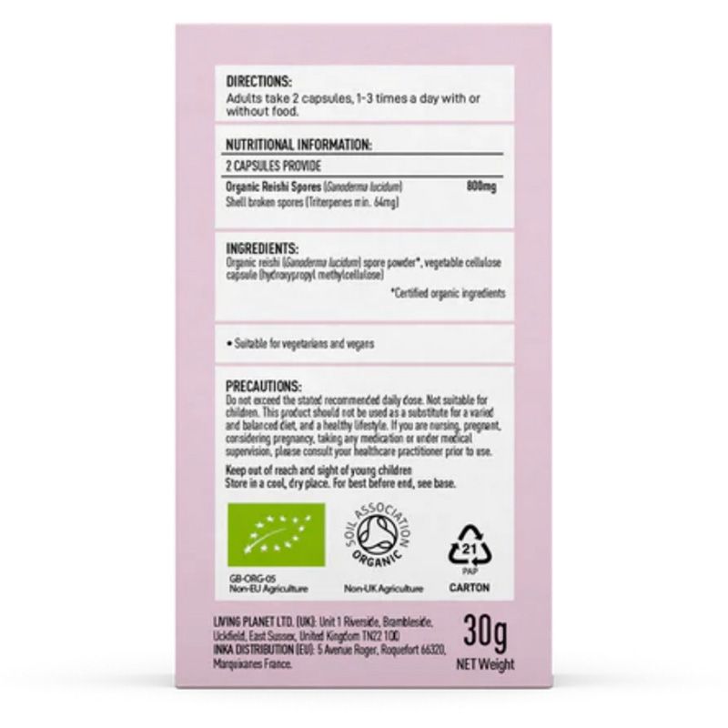 Organic Reishi Spore 800mg (60 capsule), MushroomsForLife