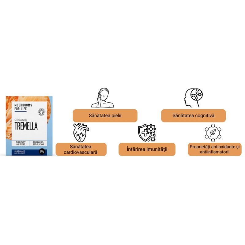 Organic Tremella 1000 mg Pure Grade Extract Powder (60 grame), MushroomsForLife