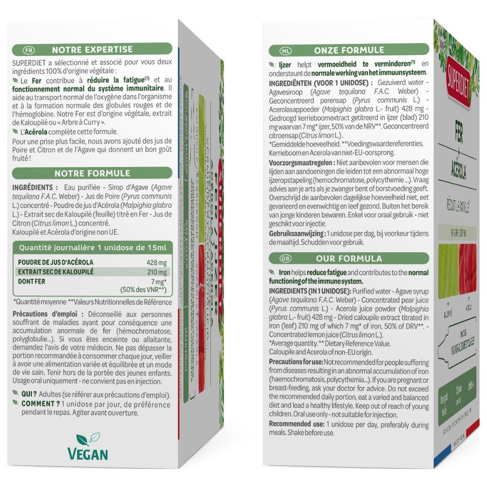 FIER NATURAL + ACEROLA, 20 fiole din PP x 15ml, SUPERDIET