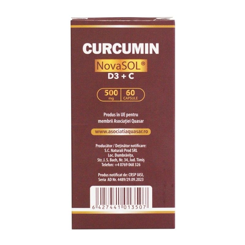 CURCUMIN NOVASOL D3+C 500mg 60cps KOTYS