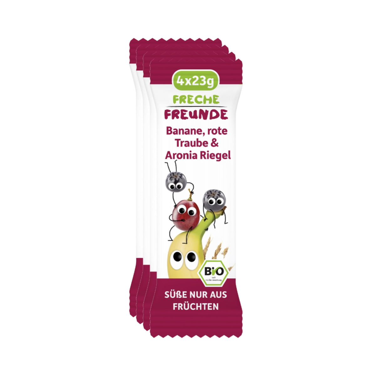 BATON DIN CEREALE CU BANANE, STRUGURI SI ARONIA BIO 4 BUC X 23G Erdbar