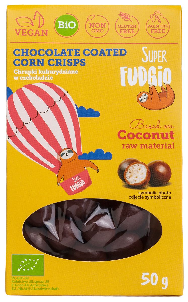 Porumb crispy invelit in ciocolata bio 50g Super Fudgio