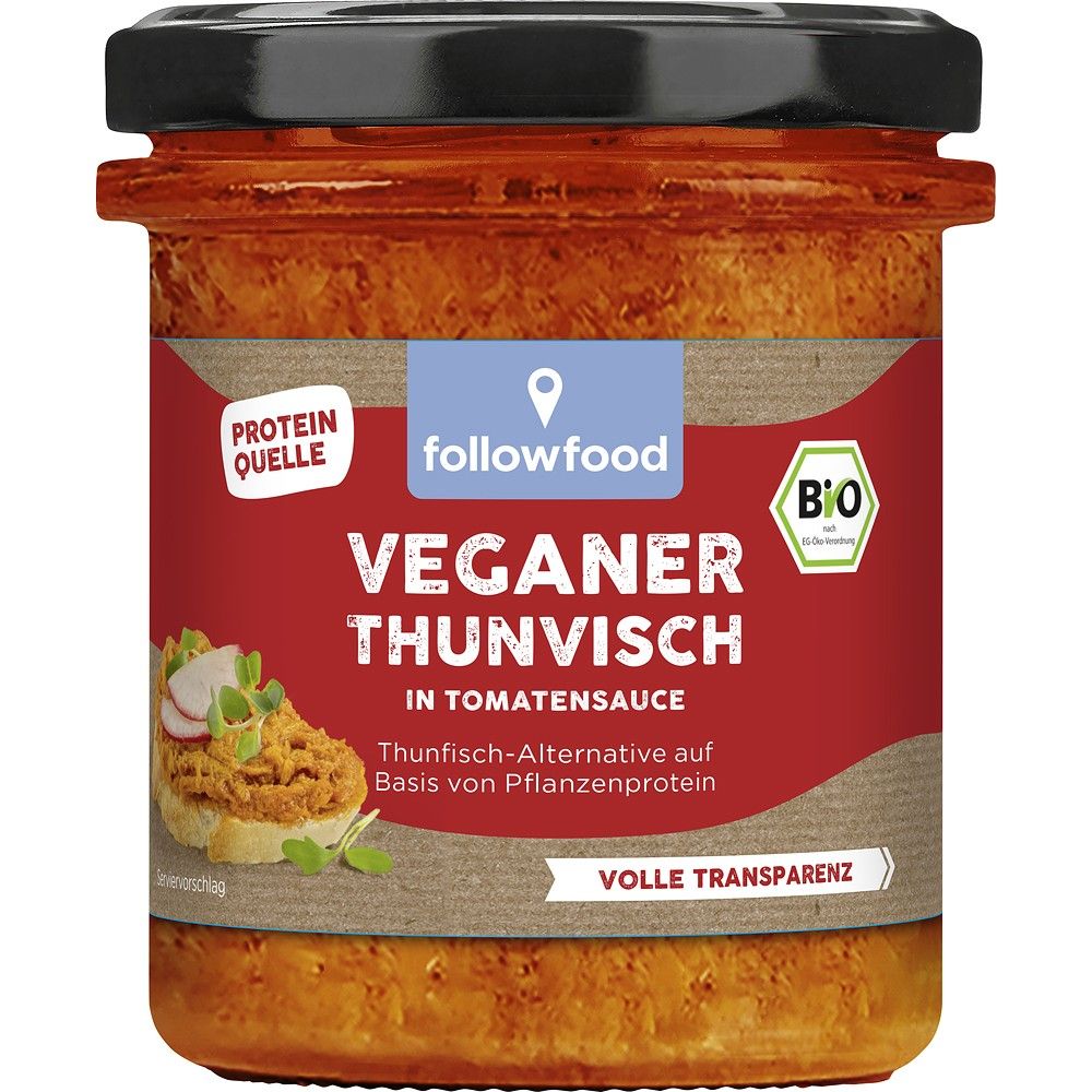 Pasta alternativa la ton cu rosii pe baza de proteina vegetala bio, 180g, Followfish