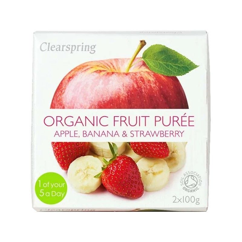 Piure de Mere cu Banane si Capsuni Bio 2x100g Clearspring