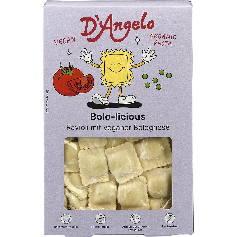 Ravioli Bolognese, vegane bio DAngelo, 250g