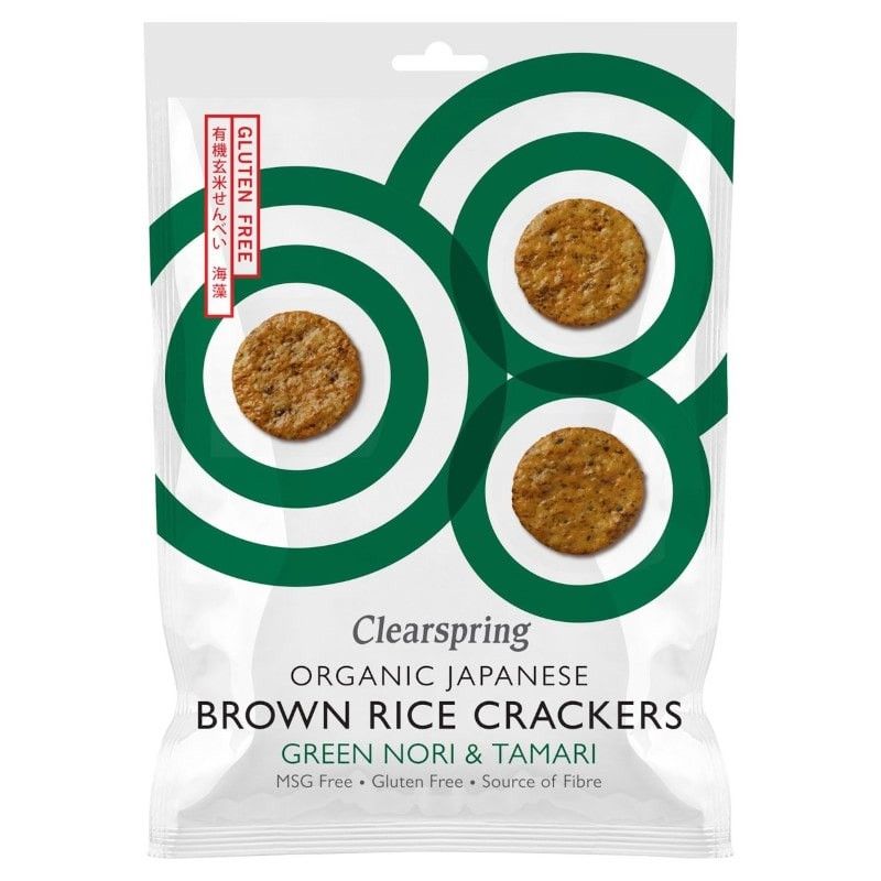 Crackers de Orez Brun si Alge Nori cu Sos Tamari fara Gluten Eco 40g Clearspring