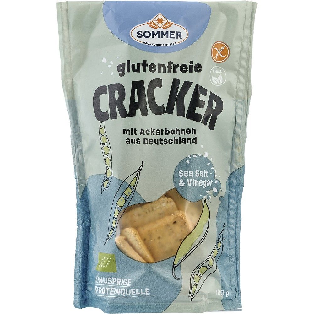 Crackers cu fasole si cu sare de mare, fara gluten , 100g, bio, Sommer