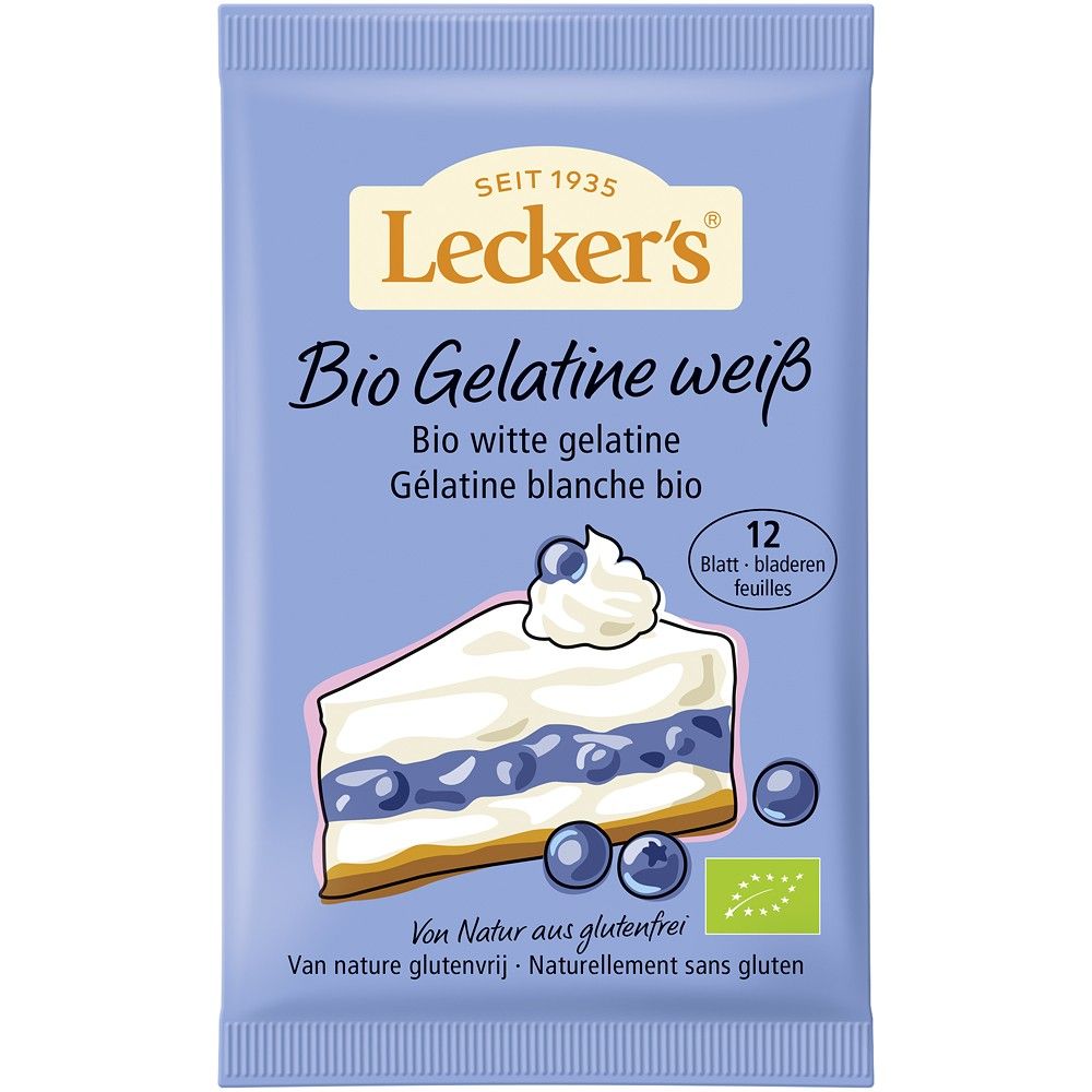 Gelatina alba, 12 foi, fara gluten, bio , 20g, Leckers