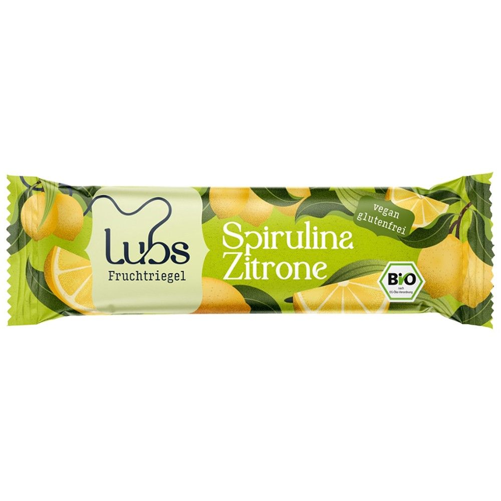 Baton de fructe cu lamaie si cu spirulina, fara gluten, bio, 40g, Lubs