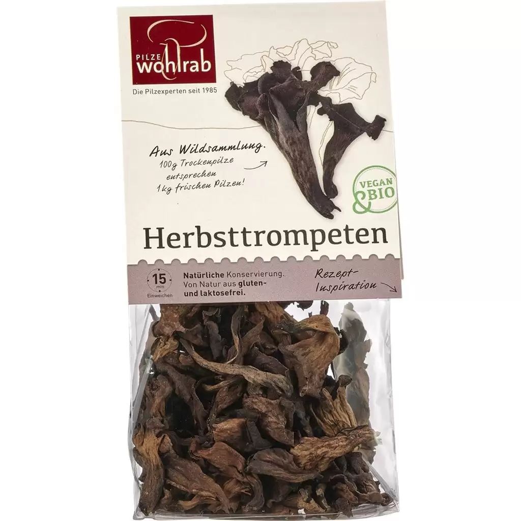 Ciuperci trompete negre deshidratate, nativ fara gluten bio , 20g, Wohlrab