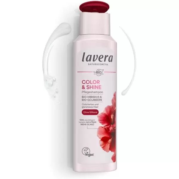 Sampon cu hibiscus bio și goji bio, pentru par vopsit si fara luciu, 250ml, LAVERA