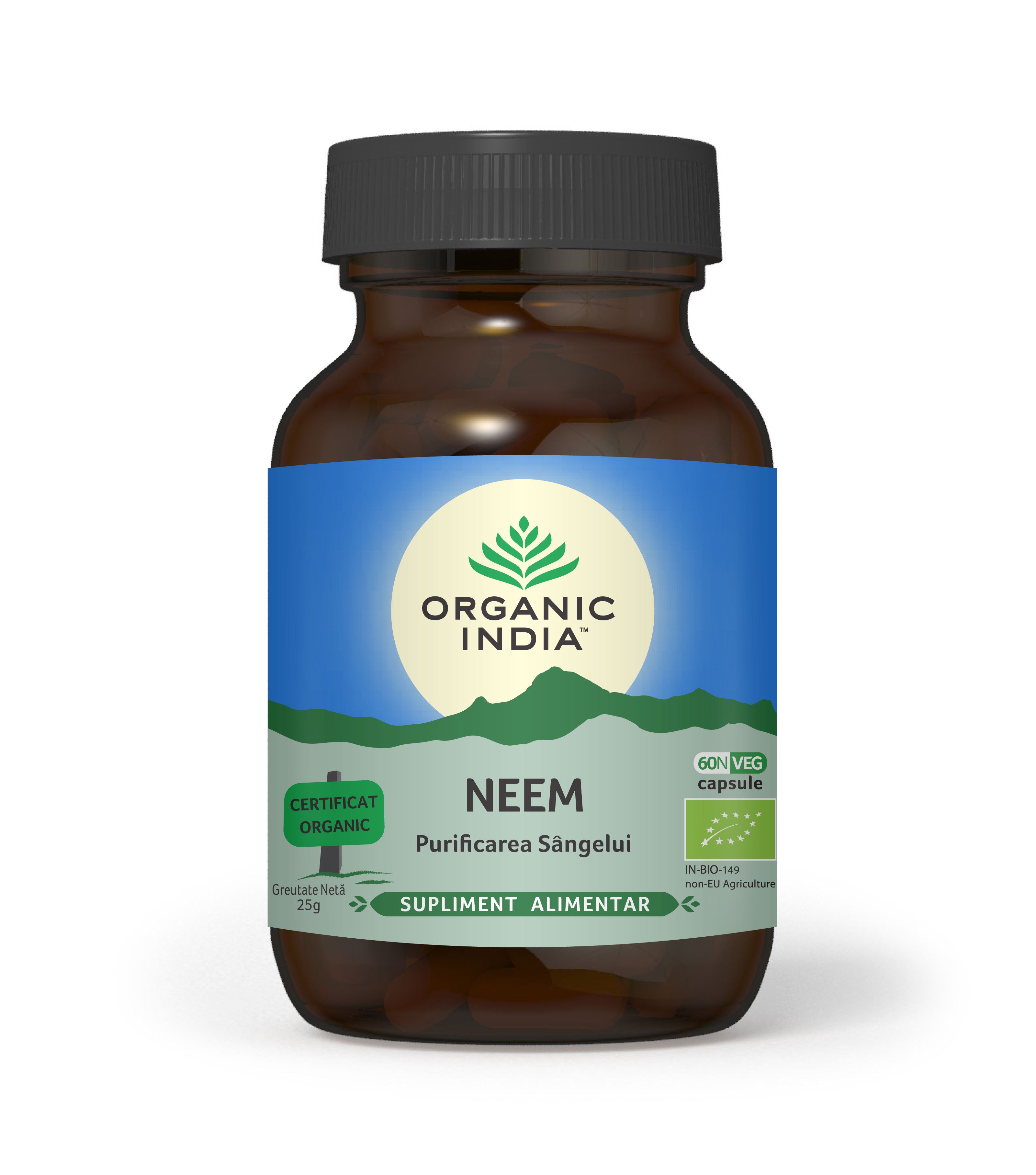 Neem - antibiotic si antifungic natural, 60 capsule vegetale, organic India