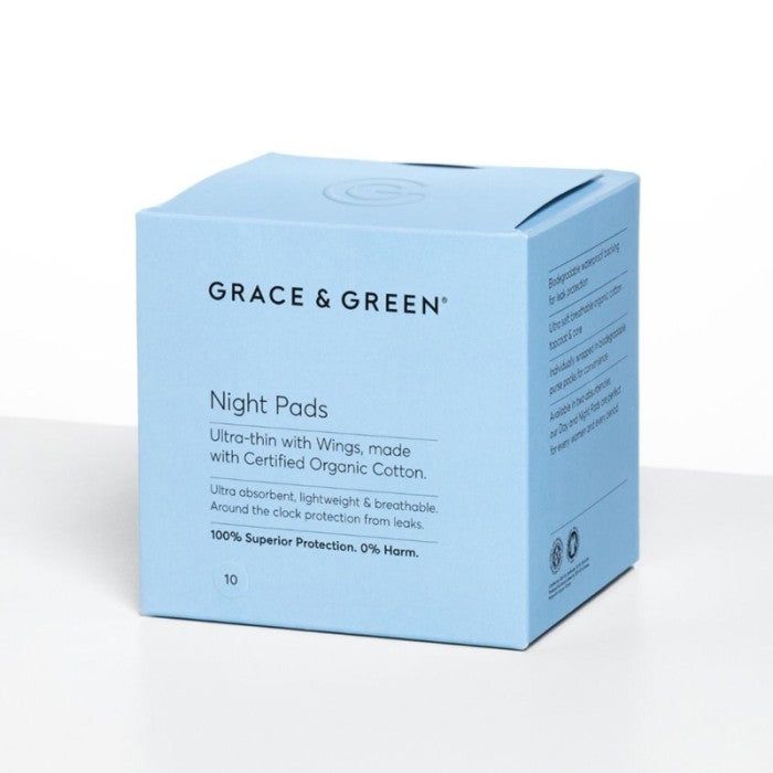 Absorbante din bumbac organic 100% Noapte (10 buc), Grace and Green