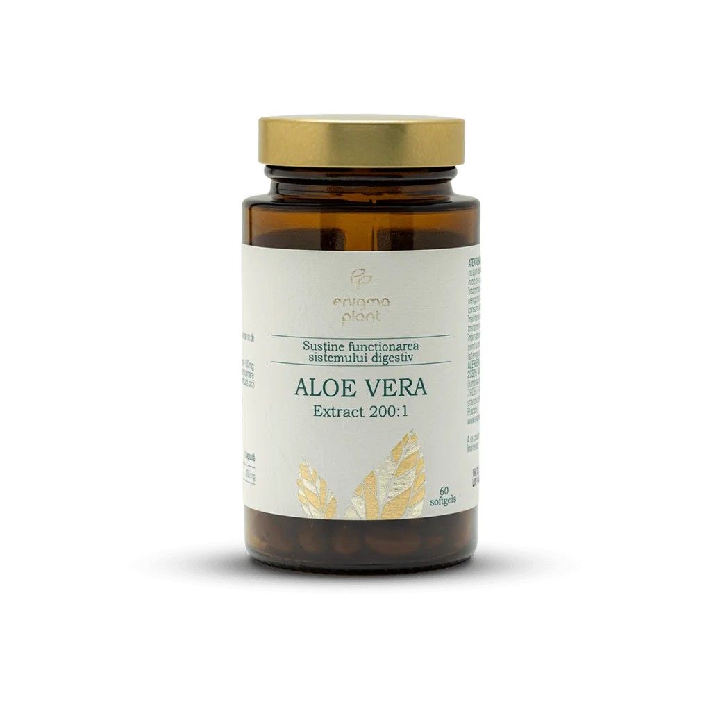 Aloe Vera extract 200:1, susține funcționarea sistemului digestiv, 60 softgels, Enigma Plant
