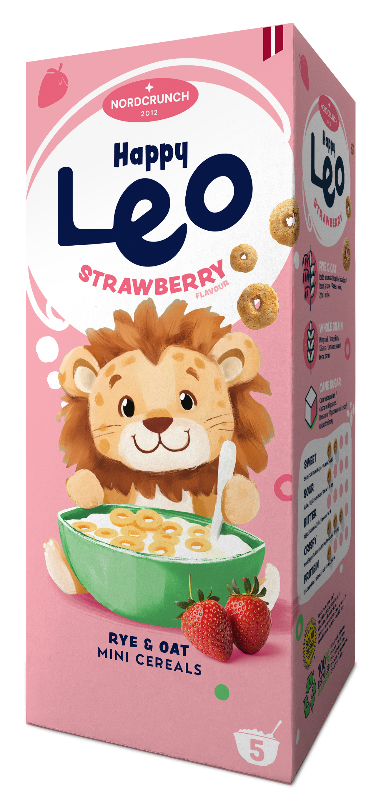 Cereale din secara si ovaz cu capsuni, 150g, Happy Leo