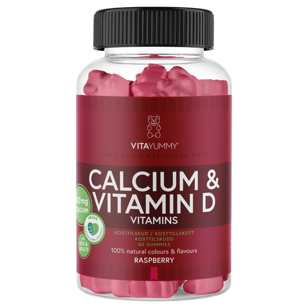  Calciu + vitamina D - 300mg calciu, ursuleti gumati vegani, 60 jeleuri, 180g, Vitayummy