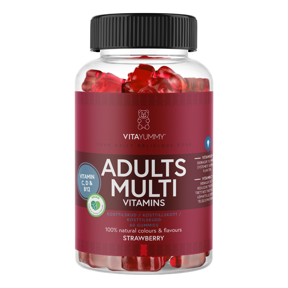 Multivitamine adulti, ursuleti gumati vegani cu aroma de capsuni, 60 jeleuri, 180g, Vitayummy