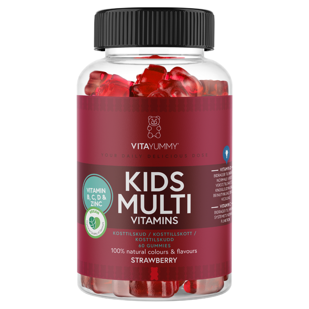 Multivitamine kids, ursuleti gumati vegani cu aroma de capsuni, 60 jeleuri, 180g, Vitayummy