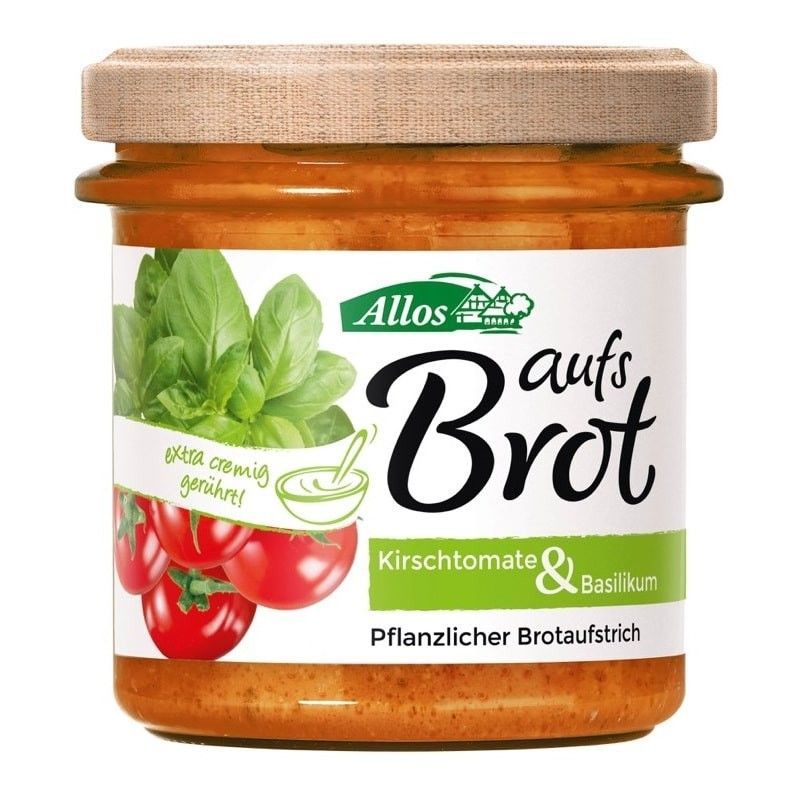 Crema tartinabila cu rosii cherry si busuioc, fara gluten , 140g, bio ,Allos