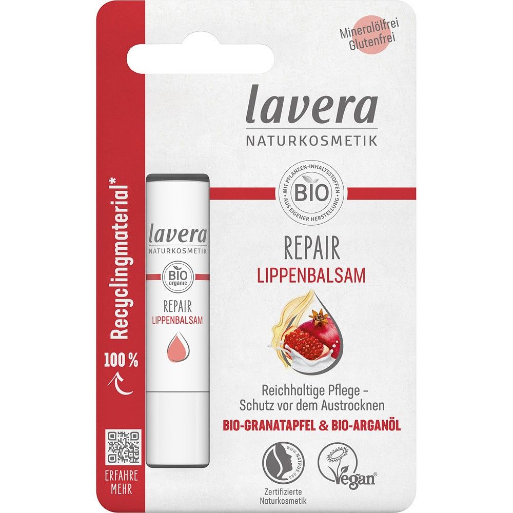 Balsam de buze reparator cu rodie bio si ulei de argan bio 4.5g Lavera