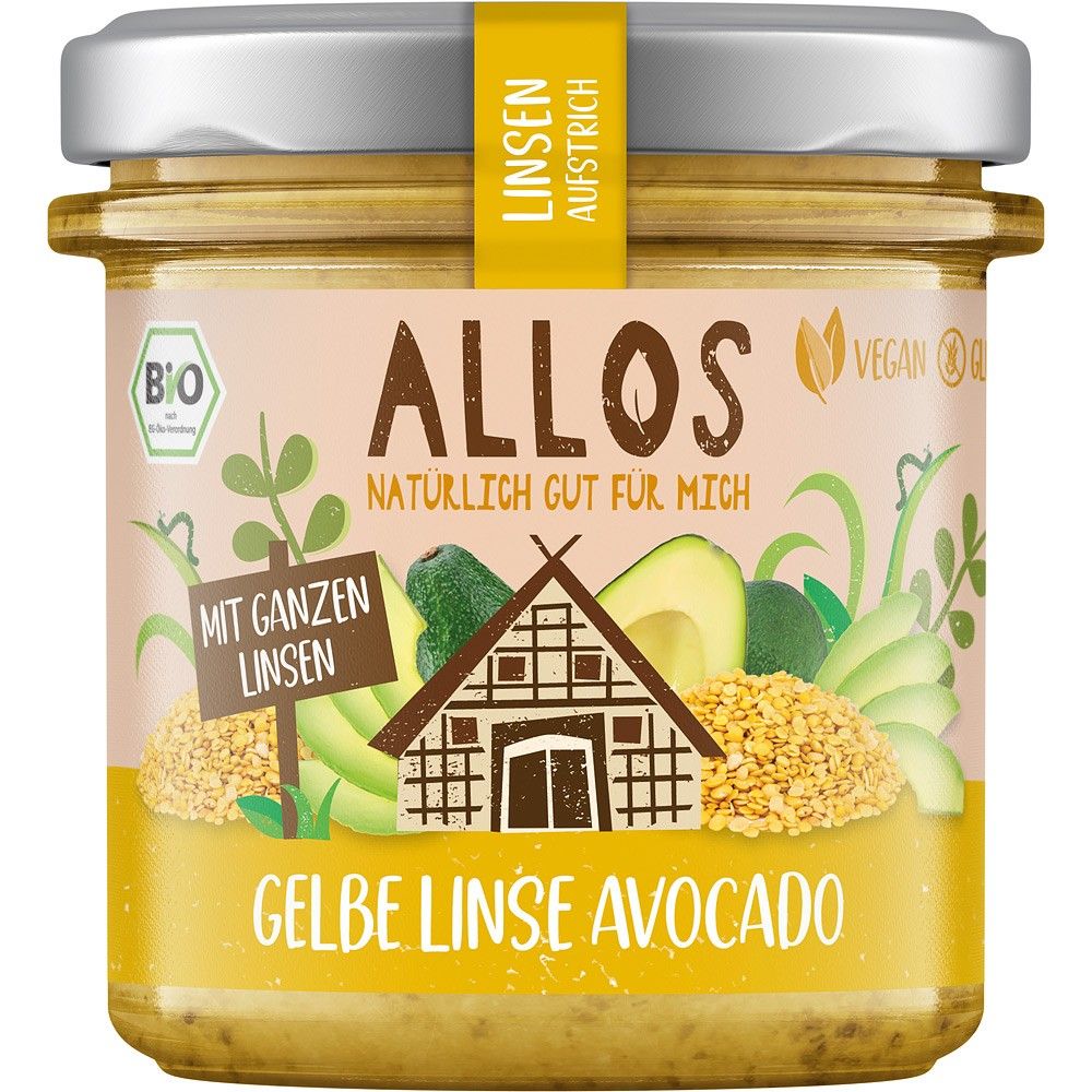Crema tartinabila cu linte galbena si avocado fara gluten 140g Allos