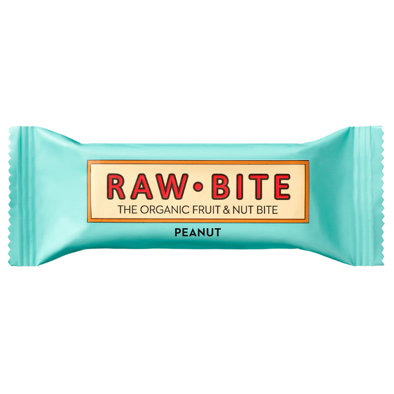 Baton fără gluten, fără zahăr, raw bite cu arahide, ambalaj turcoaz, 50g.