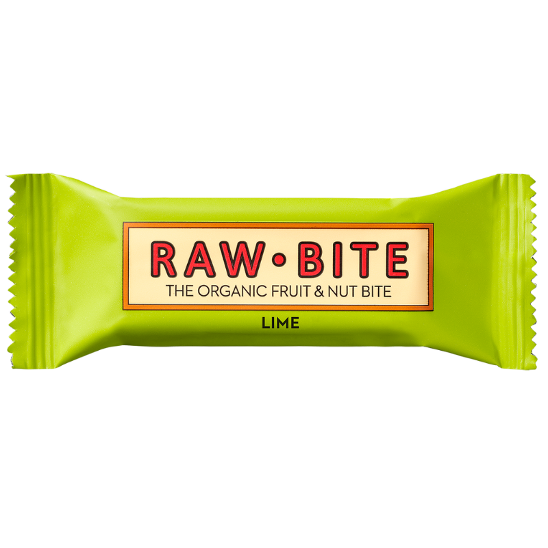 Baton Rawbite lime, ambalaj verde deschis, fără gluten, 50g, bio.