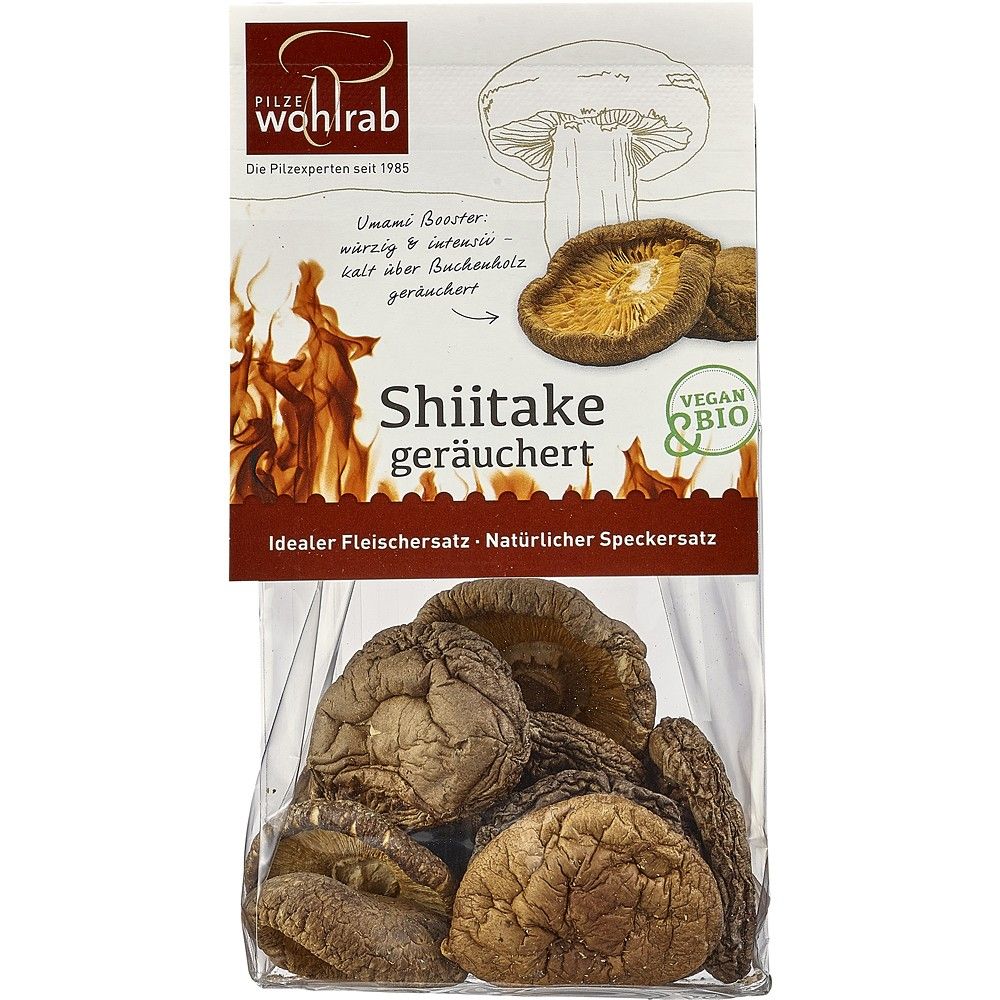 Ciuperci palarii de shiitake afumate, deshidratate, bio, 20g, Wohlrab