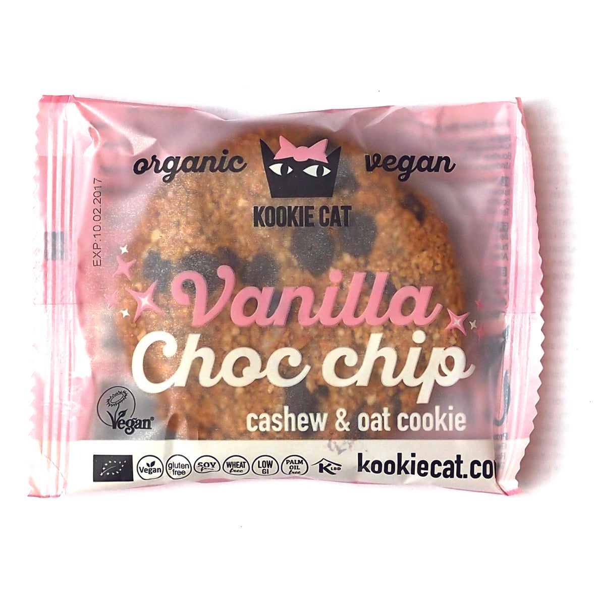 Prajitură Kookie Cat vanilie ciocolată fără gluten ambalaj roz 50g eco