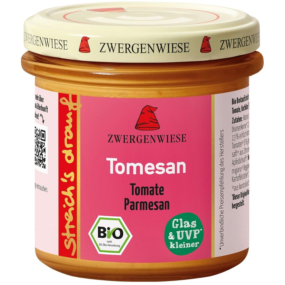 Crema tartinabila Tomesan cu tomate si parmezan, fara gluten bio, 135g, Zwergenwiese