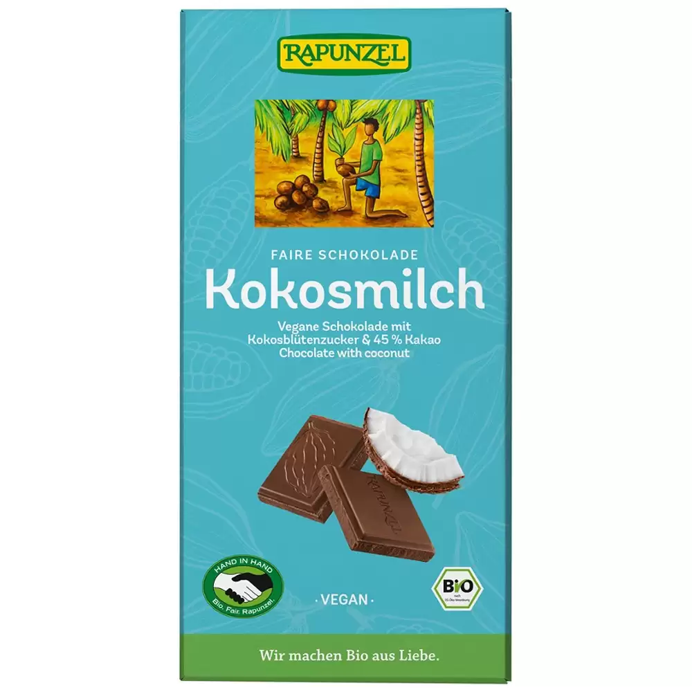 Ciocolata bio lapte cocos vegana 80g Rapunzel - Verlin