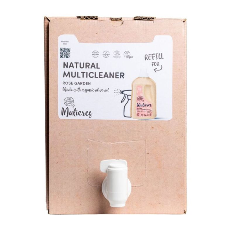 Detergent concentrat Mulieres Rose Garden 15L, ambalaj carton bej cu dop alb.