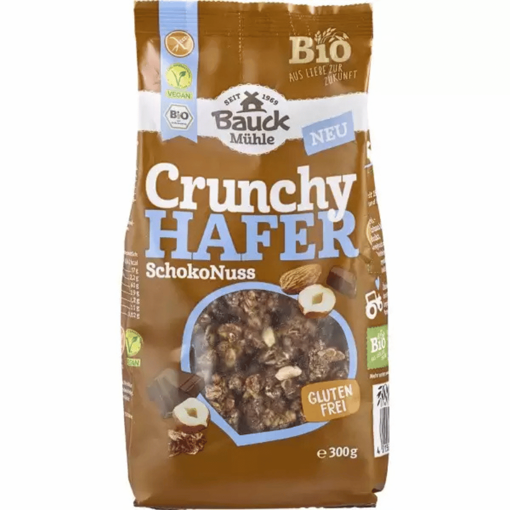 Musli bio crocant cu ciocolata si nuca fara gluten 300g BauckHof