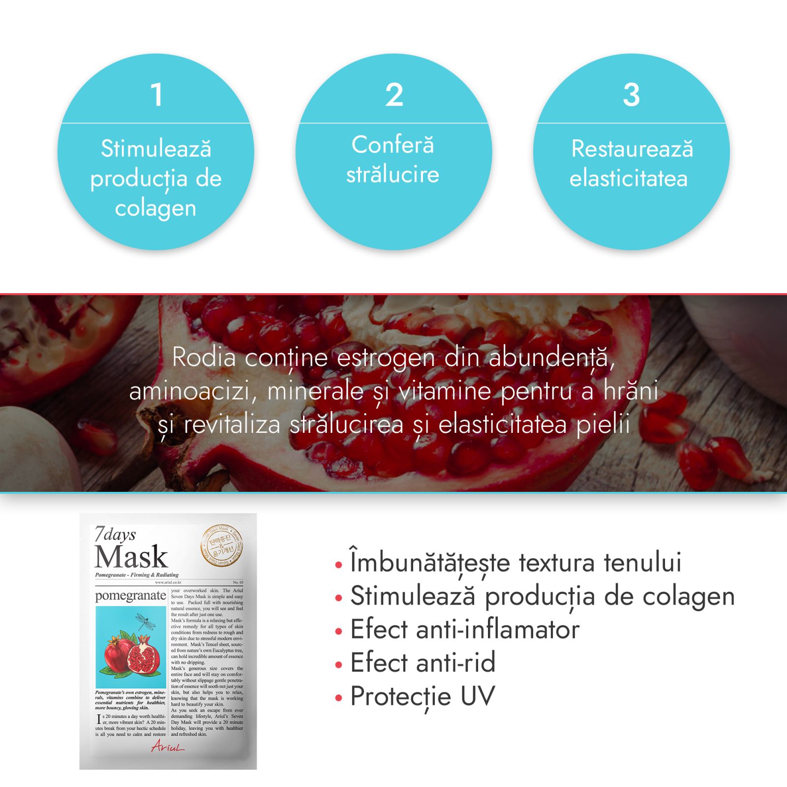 Masca 7days rodie fermitate si luminozitate 20g Ariul - Verlin